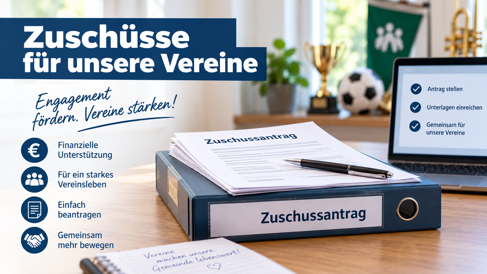 Symbolbild für die Beantragung von Vereinszuschüssen